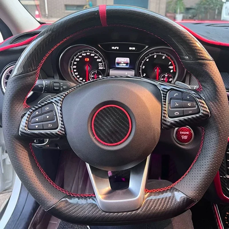 For Mercedes Benz W176 W246 W205 C117 218 X218 C253 W213 W166 Custom Genuine Leather Car Steering Wheel Cover  Accessories