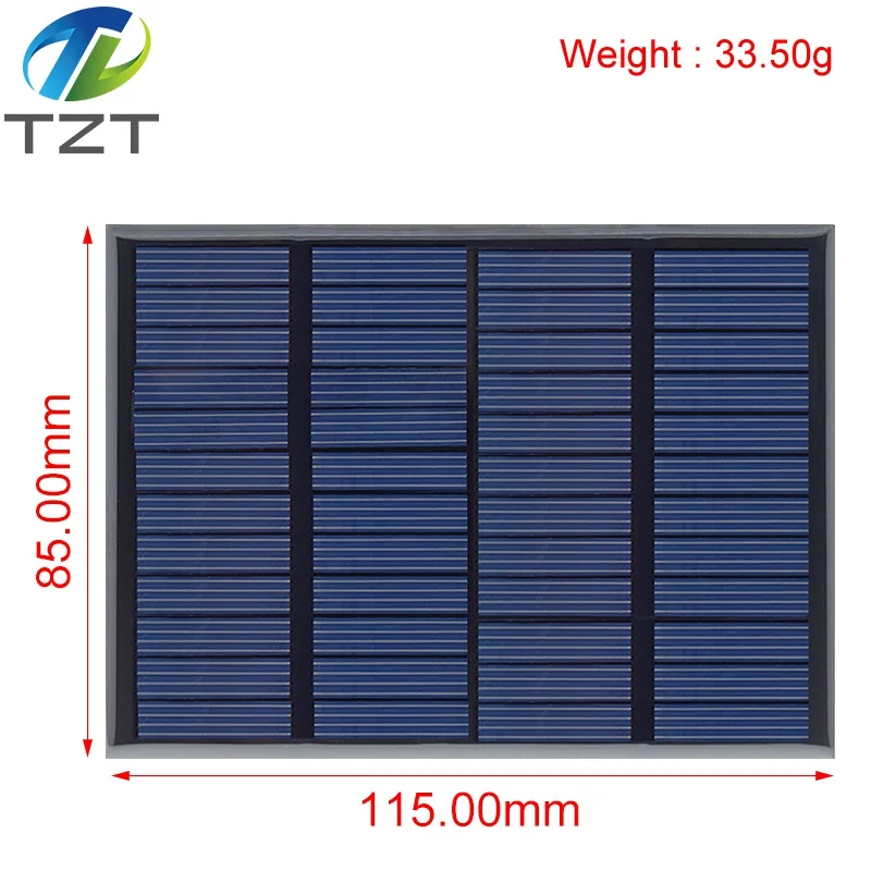 TZT 12V 125mA 1.5W Solar Panel Polycrystalline 115*85MM Mini Sunpower Solar System DIY for Battery Cell Phone Charger