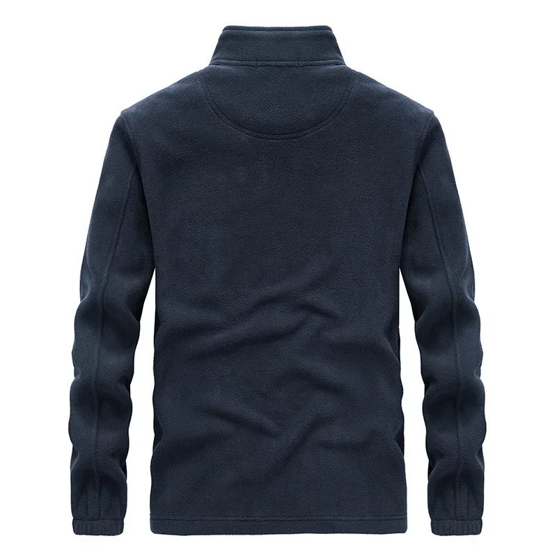 Full Zip Up Green Fleece Jackets Thermal Warm Work Coats Mens Zipper Pockets Jacket Hiking Training Outwear Windbreaker