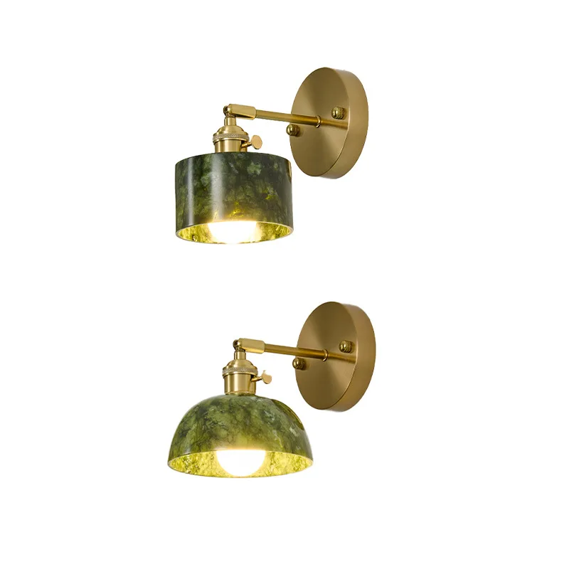 

Natural jade wabi-sabi wind wall lamp bedroom bedside retro mid-ancient style creative high-end sense