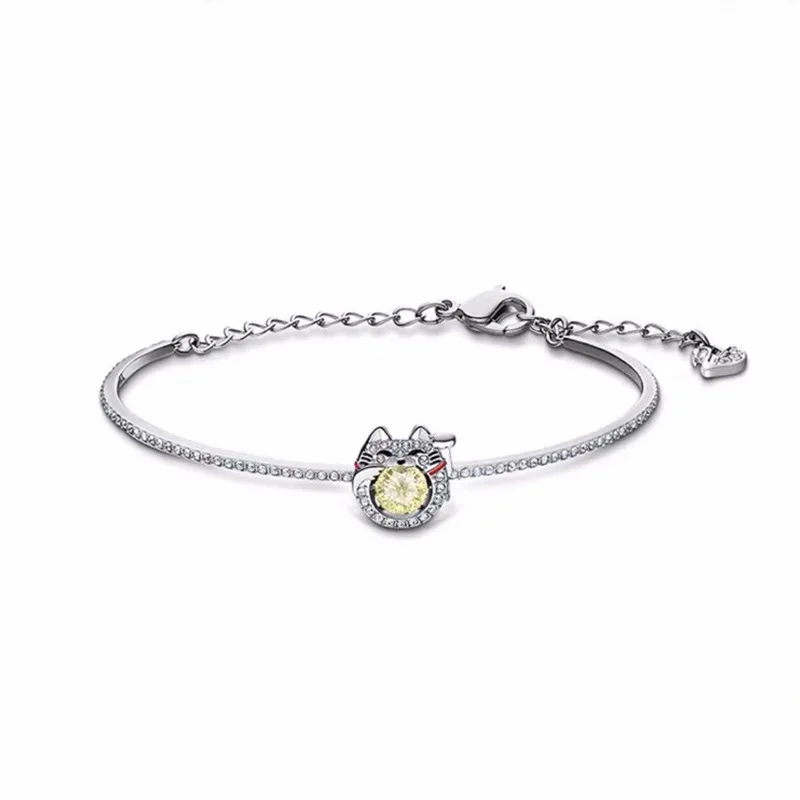 2026 New Product Beating Heart Fortune Cat Bracelet S925 Pure Silver European and American Boutique Bracelet for Women