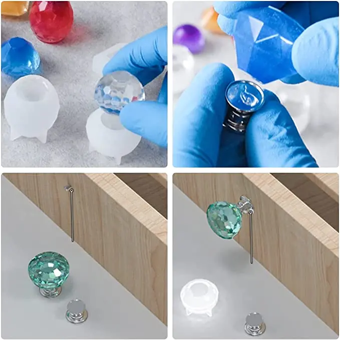 Resin Molds for Cabinet Knobs DIY Crystal Cabinet Epoxy Resin Molds Silicone Resin Molds for Kitchen Drawer Pulls Home Decor