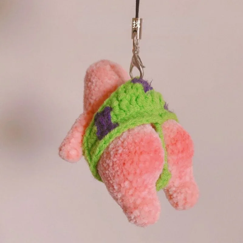 SpongeBob Patrick Star Plush Funny DIY Handmade Knitting Set Keychain Pendant Soft Buttocks Cartoon Decoration Gift Unfinished