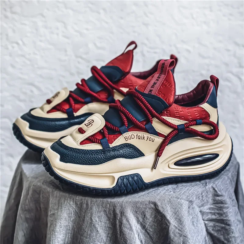 Sepatu Chunky Jalan Pria Fipatbu, Sepatu Sneakers Fashion Pria Sepatu Platform Kasual Nyaman Anti Selip, Retro Ringan