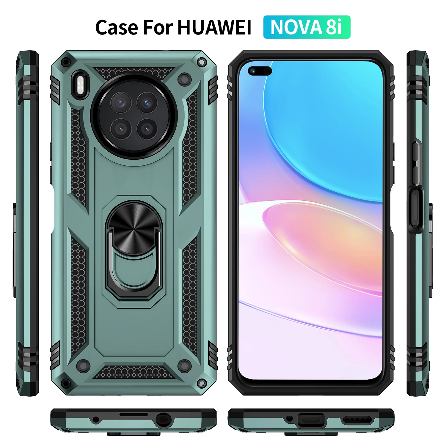 Magnetic Car Ring Holder Case for Huawei, Nova 8i, Honor 50 Lite, 50 Lite, NTN-L22D, Funda, Honor50 Lite, Nova8i, NEN-LX1