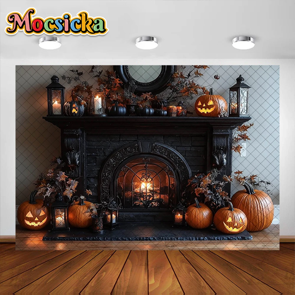 อุปกรณ์ตกแต่งรูปฟักทองพื้นหลังสำหรับถ่ายภาพวันฮาโลวีนฉากหลังสตูดิโอถ่ายภาพเทศกาลสำหรับเด็กอุปกรณ์ตกแต่งรูปฟักทองใบเมเปิล