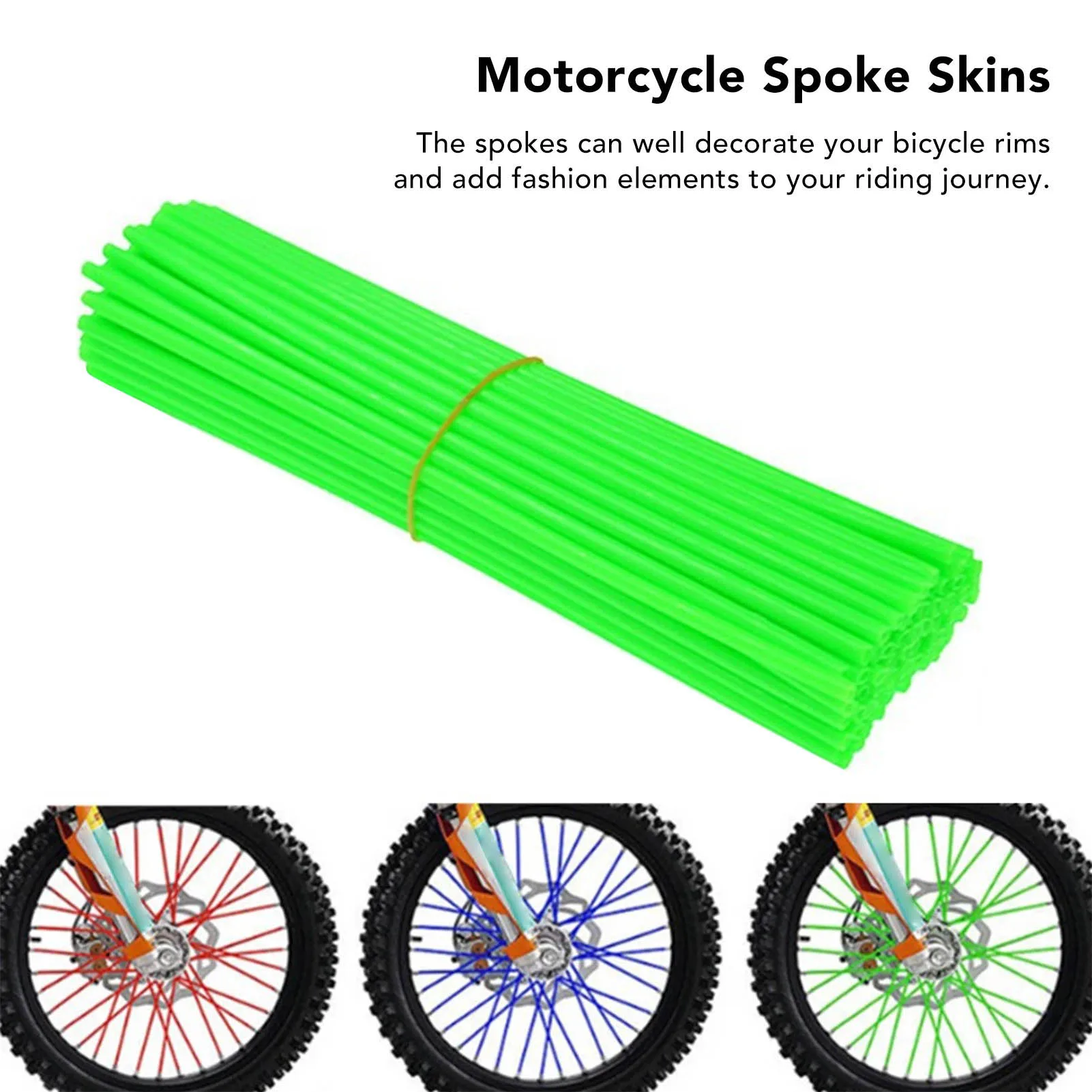 

72pcs Bicycle Spoke Skins Decorative Universal Wheel Spoke Wraps Trim For Mountain Dirt Bike Green