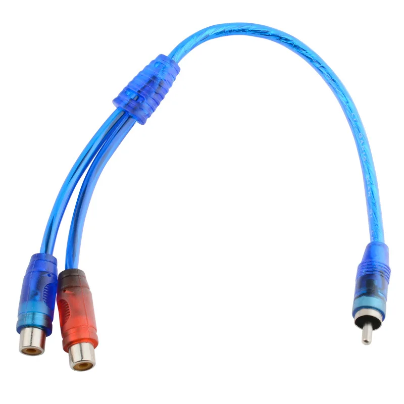 1Pcs Portable Car MP3 RCA 1 Male to 2 Female Y Splitter Cable Adapter Cord