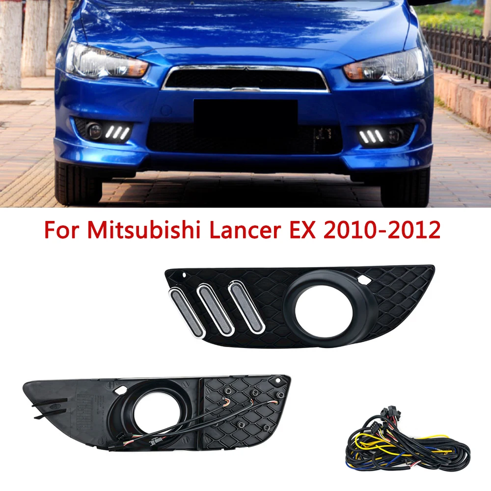 Car Light DRL For Mitsubishi Lancer EX 2010-2012 Daytime Running Light Fog Lamp With Cover Car Accessories 12V