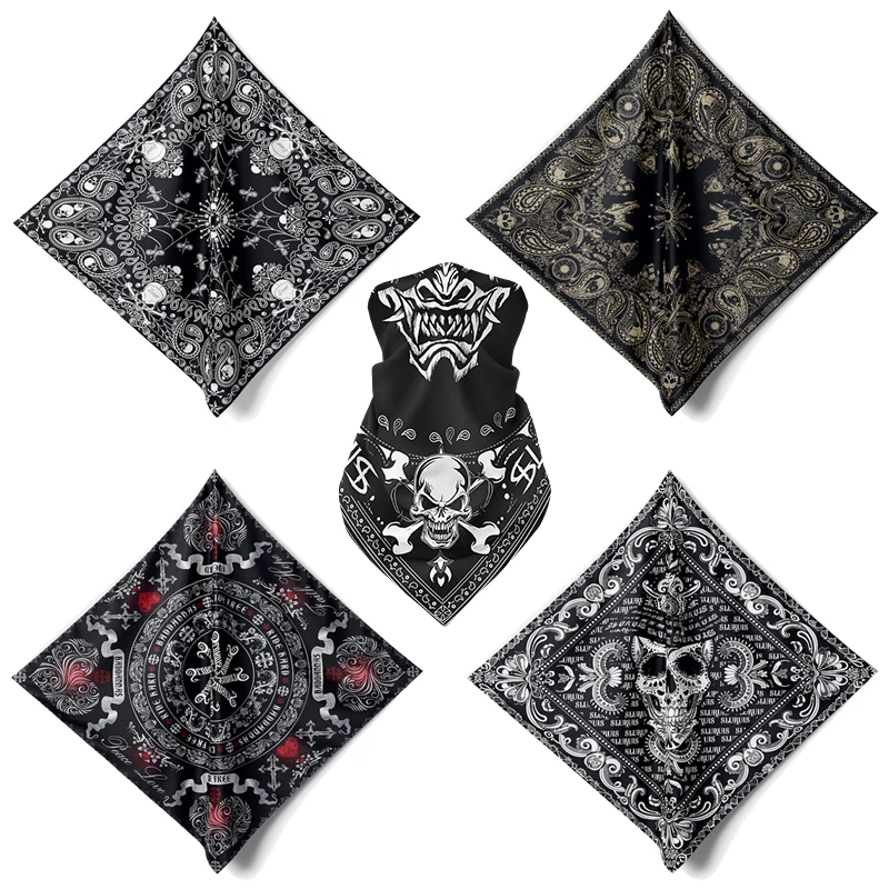 55*55 سنتيمتر بيزلي الهيب هوب ساحة باندانا في الهواء الطلق الدراجات متعددة الوظائف عصابة رياضية للرأس للجنسين الجمجمة الكاجو المطبوعة منديل #1