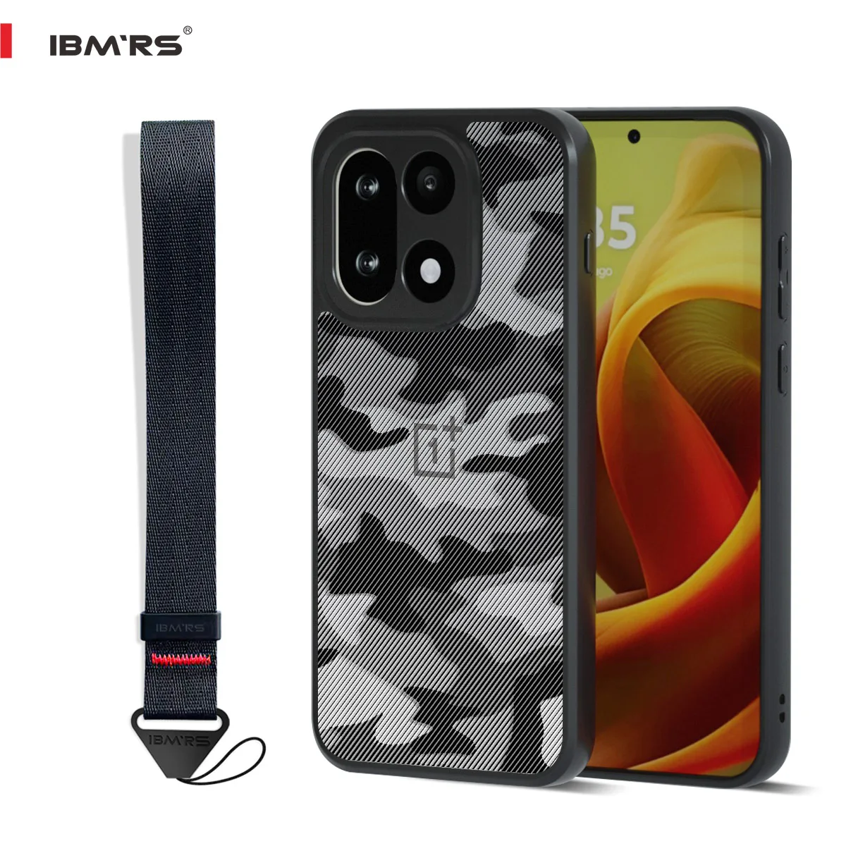 

IBMRS for OnePlus 15 Camouflage Case with Strap, Rugged Shockproof Cover, Hybrid PC Hard Back & TPU Soft Bumper