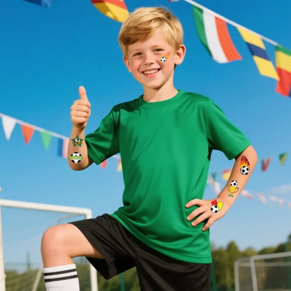10Pcs New Waterproof Football Sticker Removable Skin Safe Cartoon Sticker Water Transfer Sticker Party Decoration