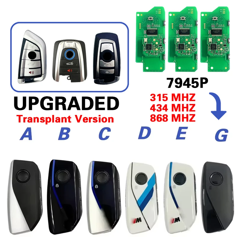 

CN006139 4 Button 315 /433 /868Mhz 49 Chip PCF7945P For BMW CAS4 FEM DBC Smart Key Program Version