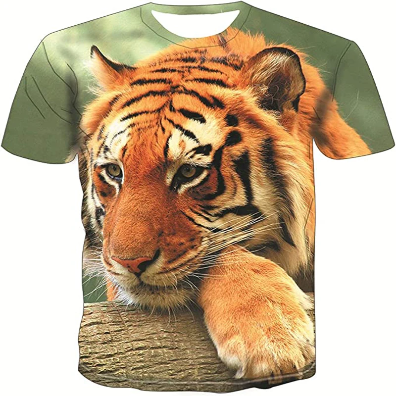 Fashion Adults Mens Kids New 3d Animal Tiger Graphic T-shirt Summer Trend Hip Hop Cool Street Style Printed Sports Thin Tops