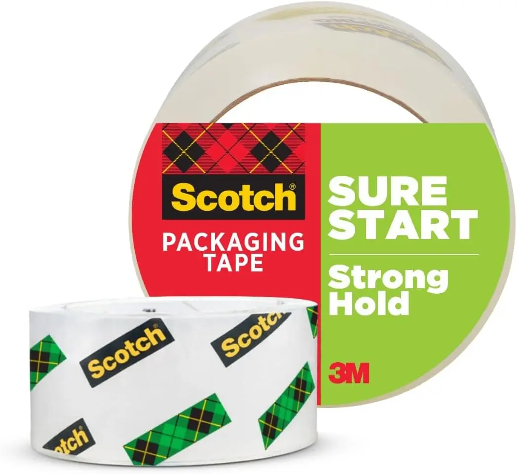 

Sure Start Shipping Packaging Tape,1.88" x 54.6 yd,Designed for Packing,Shipping and Mailing, Quiet Unwind, No Splitting,3" Core