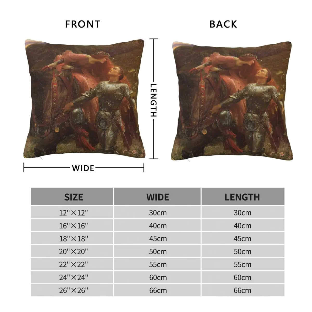 Bernard Dicksee La Belle Dame Sans Merci Square Pillowcase Polyester Linen Velvet Pattern Zip Decorative Sofa Cushion Cover