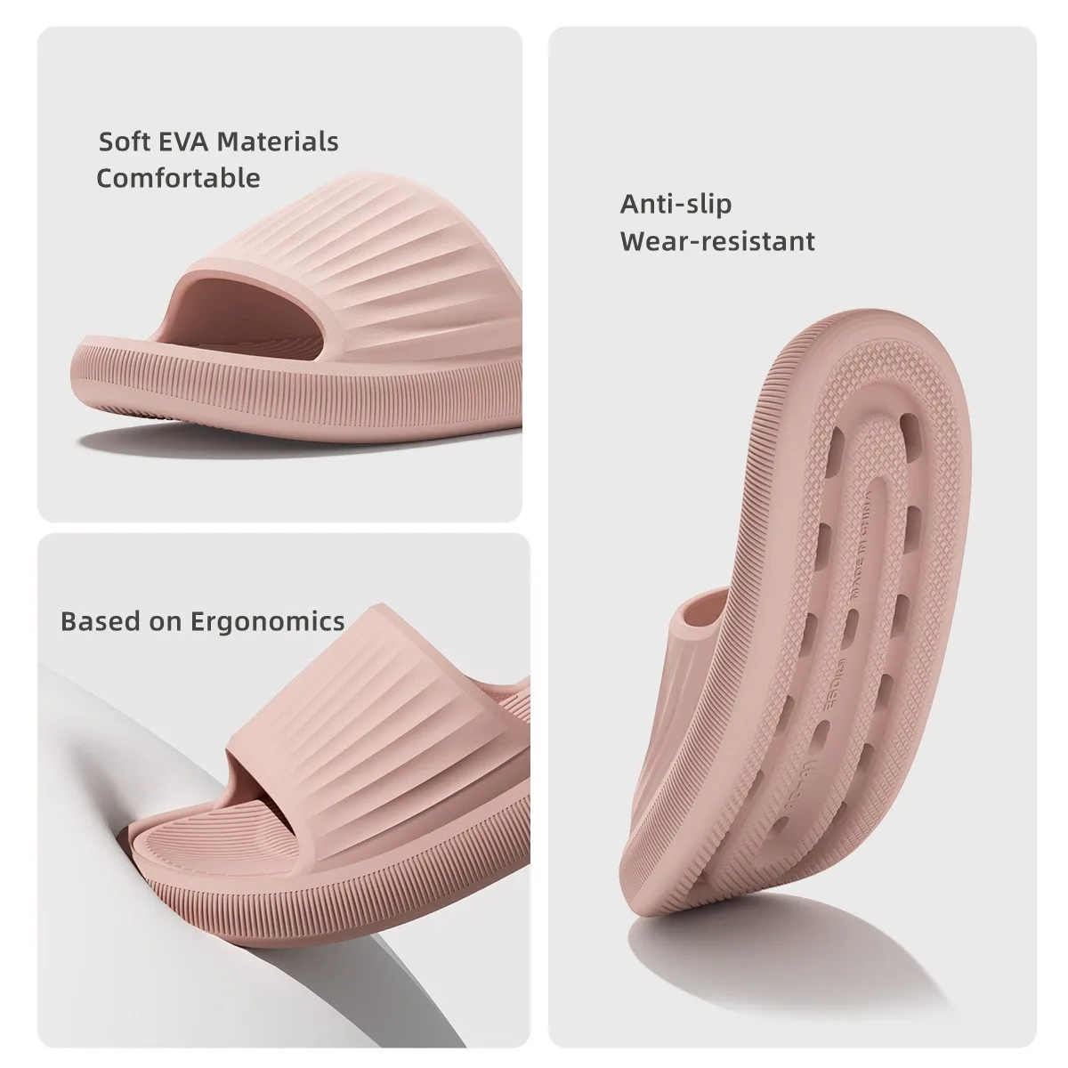Women Summer Sandals Non-slip EVA Soft Sole Shower Shoes Men Thick Platform Slides Couple Home Concise Fashion Bathroom Slippers - view 3