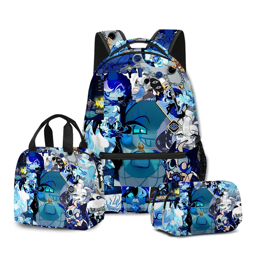 Luxury Popular Novelty Shadow Milk Plush 3D Printed 3pcs/Set student School Bags Travel Notebook Backpack Lunch bag Pencil Case