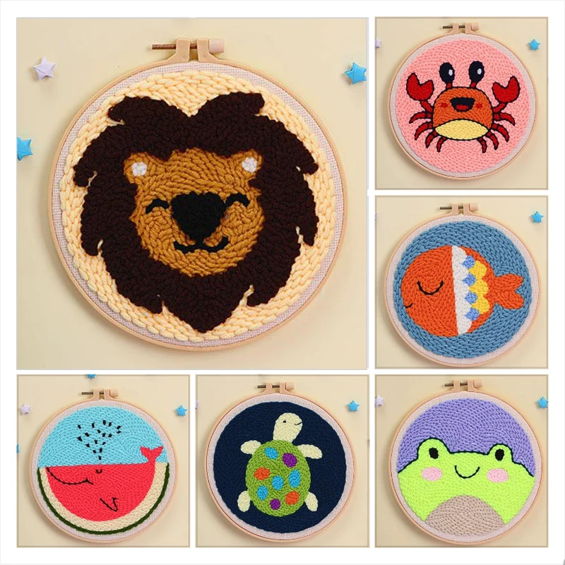 

Punch Needle Kit marine animals Punch Embroidery Kits for Adults Beginner DIY Starter Set Yarns and Sewing Needles Gift for Craf