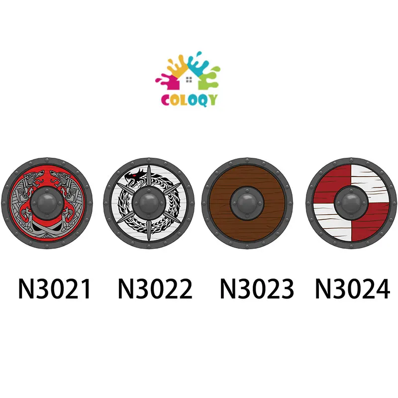 

Medieval Castle Viking Round Shield Brand N3021-3024 Plastic Building Blocks Human Accessories
