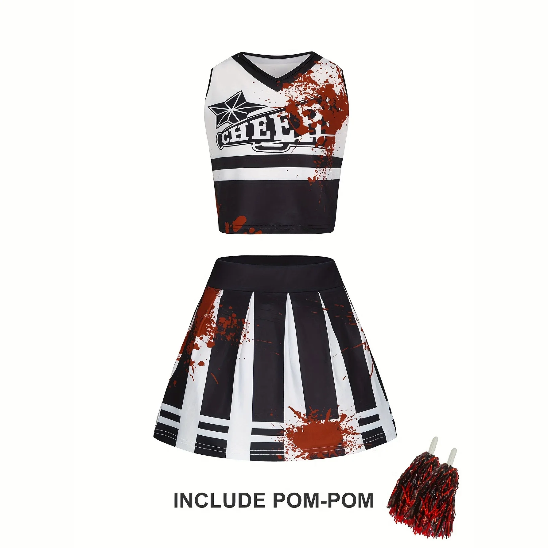 Women Cheer Outfit Cheerleader Costume Set Cheerleading Uniform for Halloween Cosplay Stage Photo Shoot