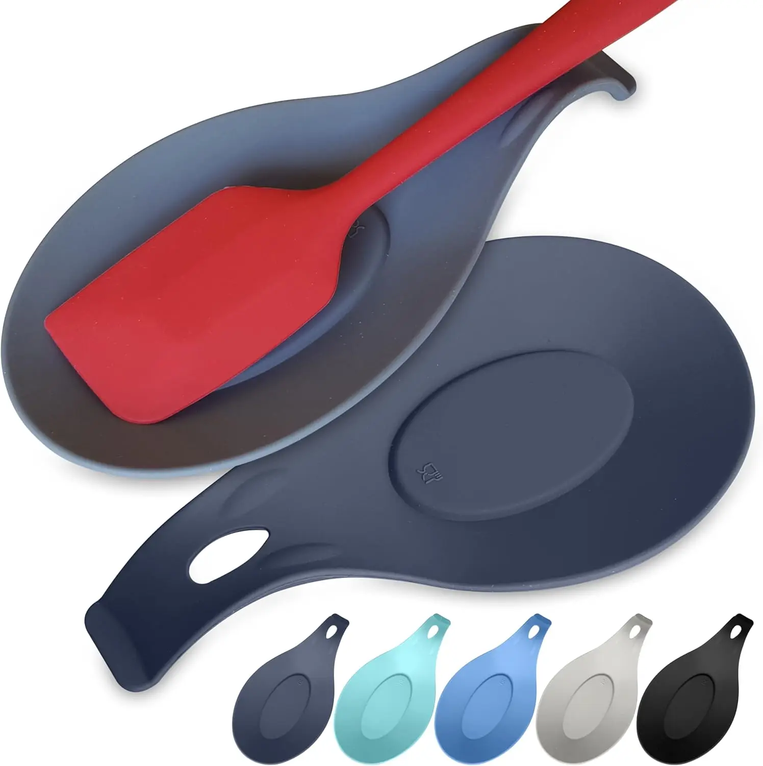 

Silicone spoon holder for stove, 2-piece set heat-resistant, easy to clean, suitable for kitchen countertops
