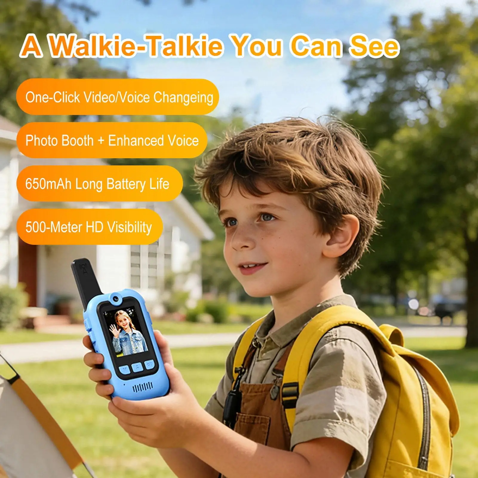 Kids Walkie Talkies Voice Changer Rechargeable Toys Battery Operated Video Walkie Talkies for Teens Boys Girls Outdoor Camping