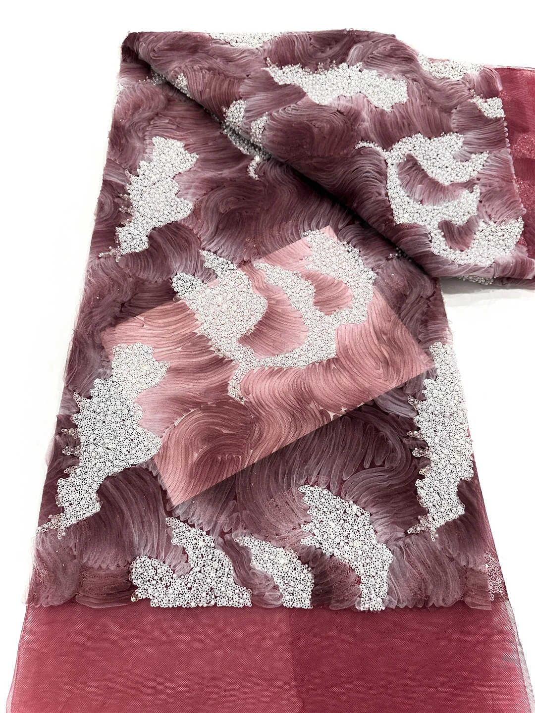 Latest Sequined Tulle Lace French Beads Lace Fabrics Bride Dress African Laces With Sequines For Wedding Dress