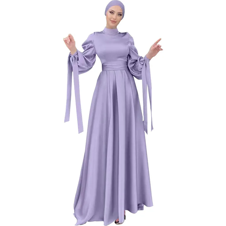 Abayas for Women 2024 Elegant Summer Muslim Long Sleeve Polyester Long Maxi Dress Muslim Fashion Abaya Hijab Kaftan Abaya Dress