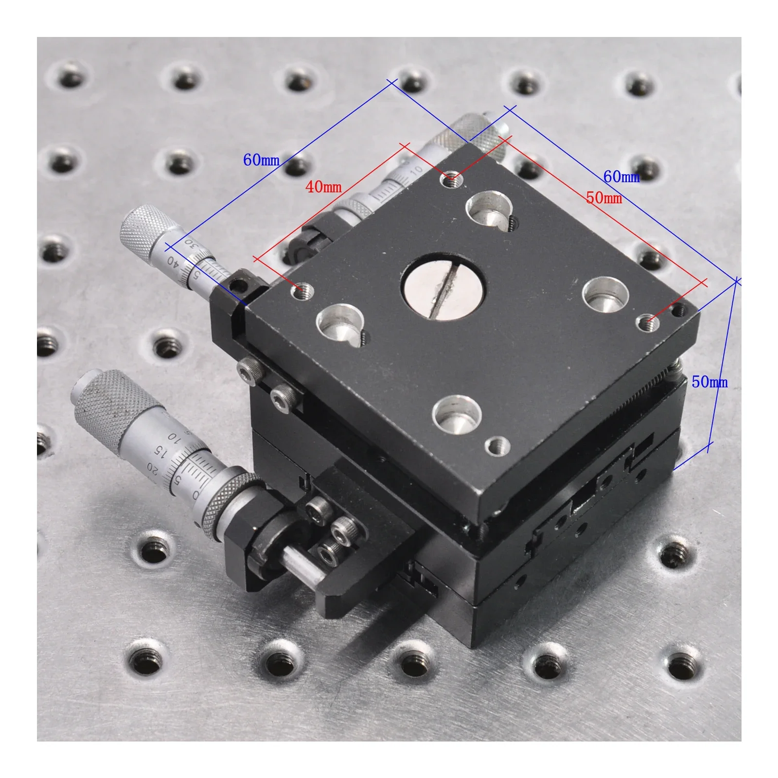 Xyr Axis 60mm Manual Adjustment Optical Precision Displacement Platform Small Angle Rotation Fine-Tuning Slide Height 50x50mm
