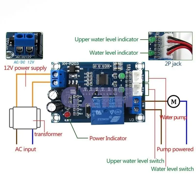 AC/DC 12V XH-M203 regolatore del livello dell\'acqua regolatore automatico del livello dell\'acqua regolatore della pompa dell\'acqua del livello