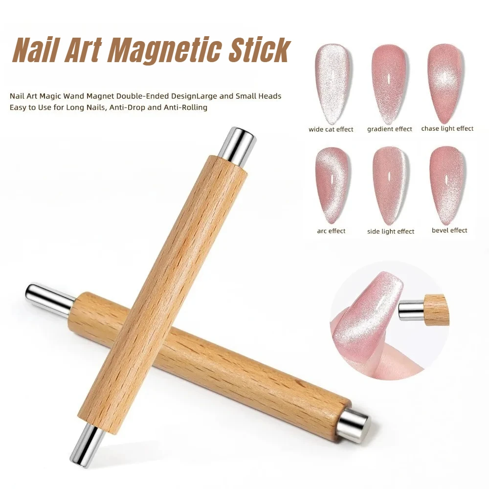 

Nail Magnetic Stick Cat Eye Magnetic Rod Wooden Handle Cylindrical UV Gel Magnet Tools Double End Nail Art Design Manicure Tools