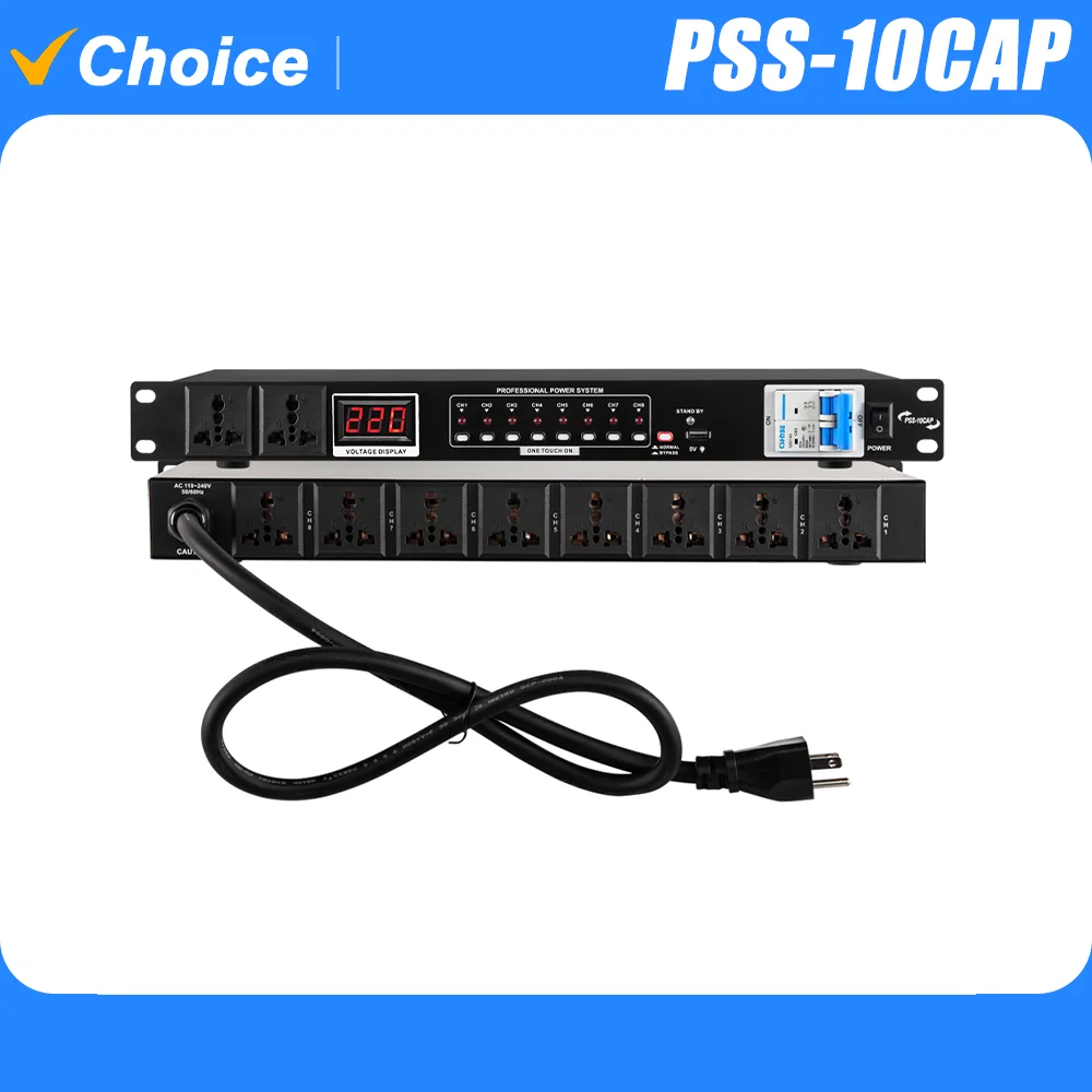 Power Sequencer with Voltage Display Surge Protection Independent Switch Stage Ktv Professional Power Controller