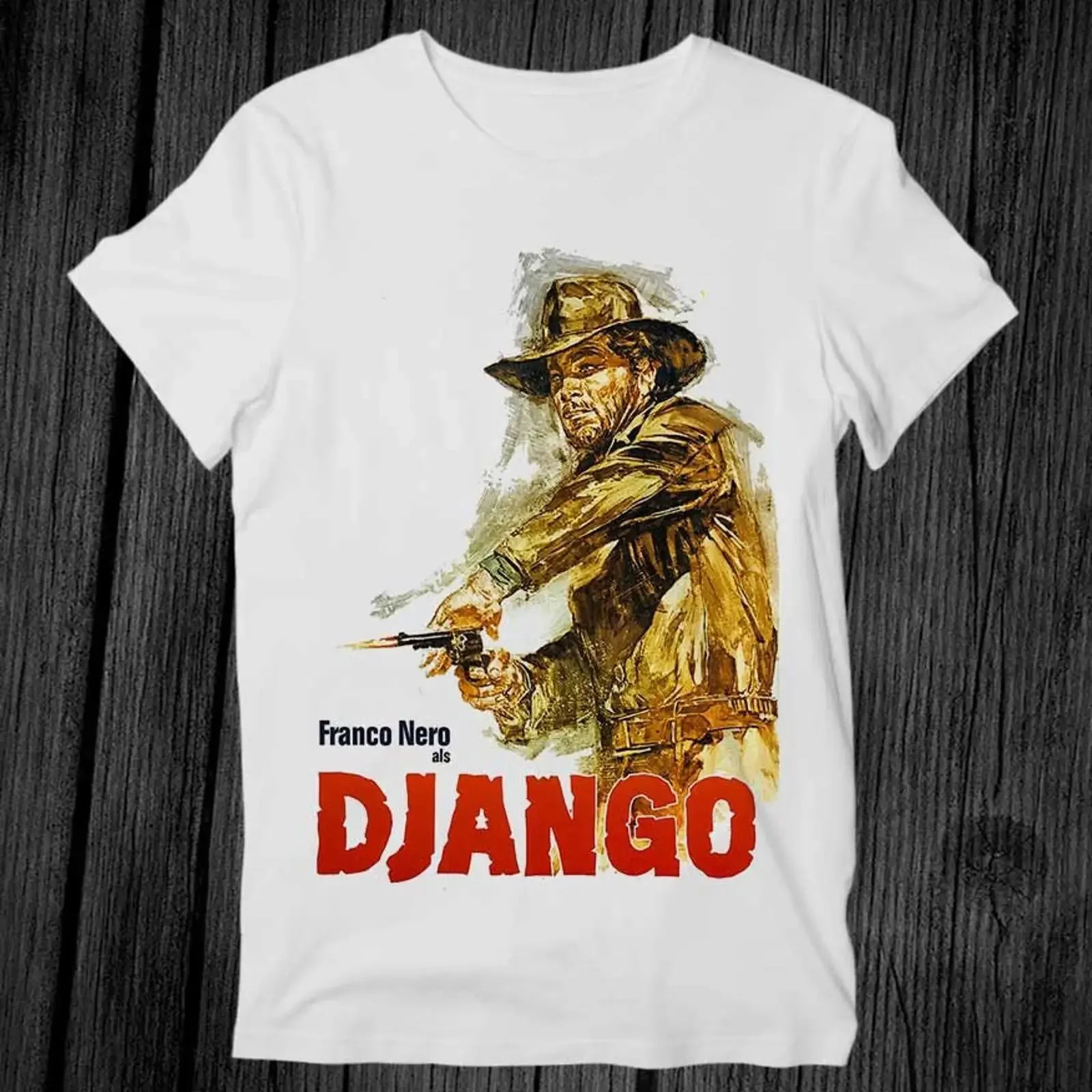 Camiseta de la película Django Spagetti Western para adultos, camiseta moderna con diseño de música, estilo vintage retro G299, estilo vintage lavado