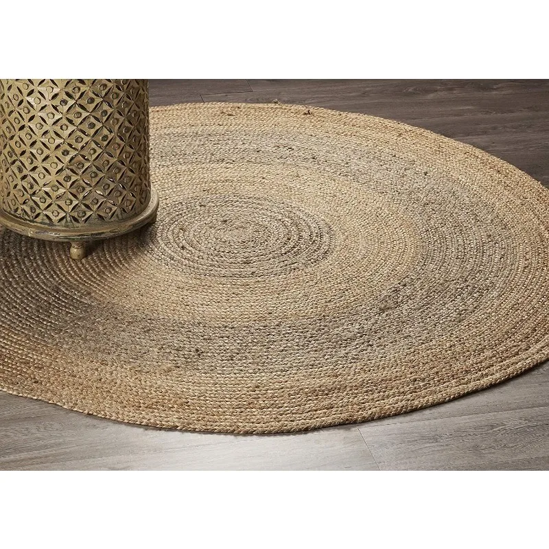 

Rug 100% Natural Jute Reversible Round Floor Mat Braided Modern Living Area Rug