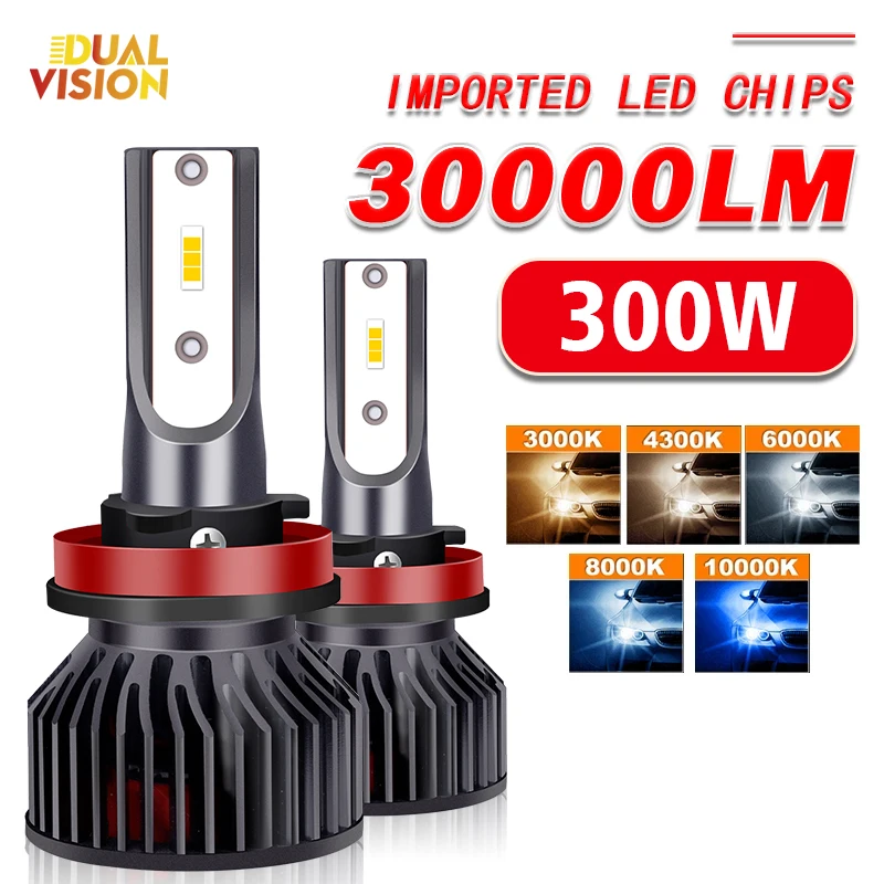 30000LM 300W H7 LED Car Headlight Bulb H4 H1 H8 H11 HB3 9005 HB4 9006 Led Automotive Fog Lights Turbo Lamp 6000K 8000K 3000K