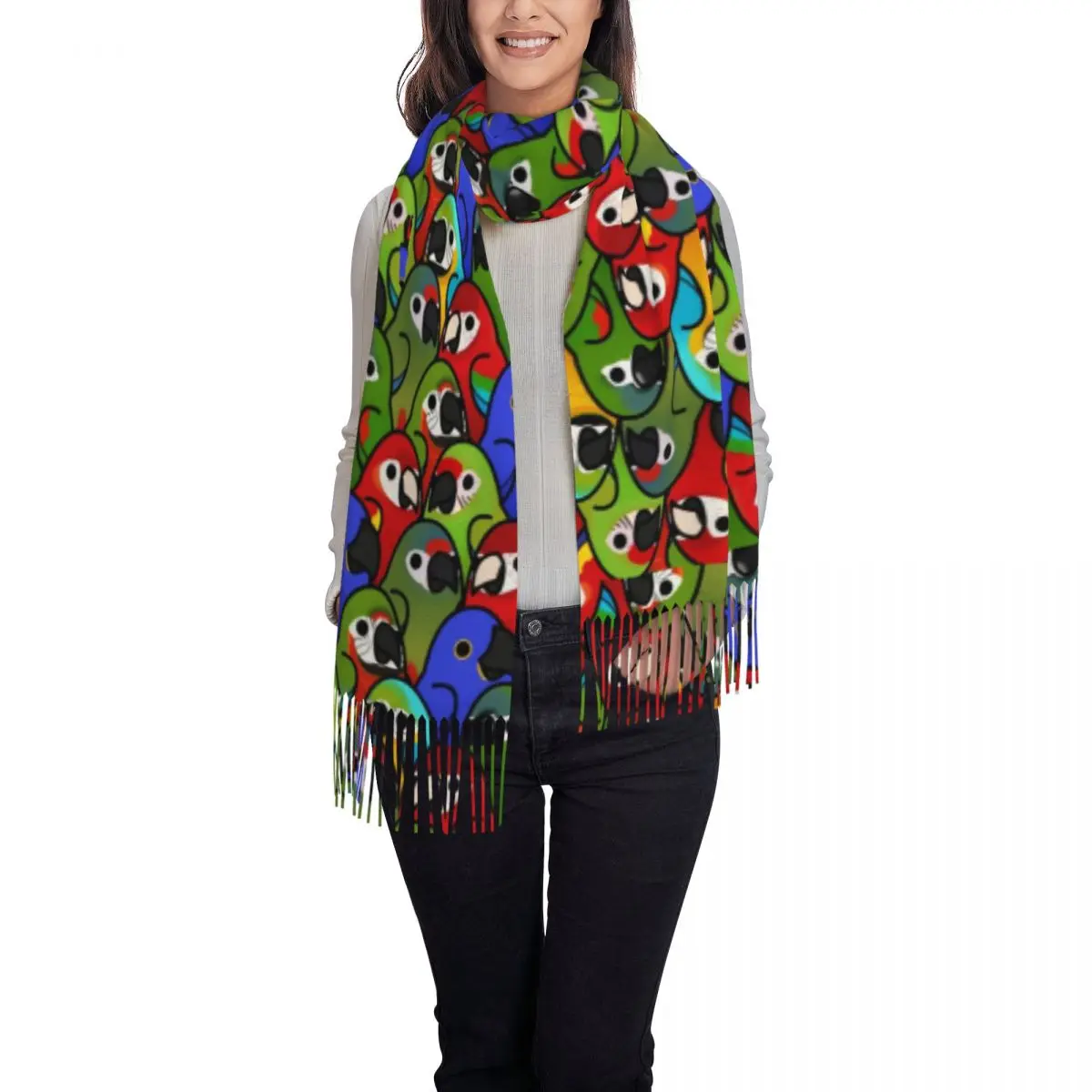 Custom Printed Macaw Squad Scarf Men Women Winter Fall Warm Scarves Parrot Birds Shawl Wrap