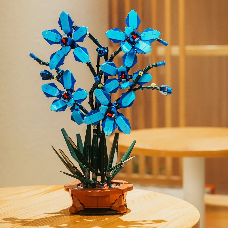 Creative Home Decor Plastic Flowers Building Blocks Orchid Cymbidium Faberi Bonsai DIY Bouquet Potted Plant Girls Toys Gifts