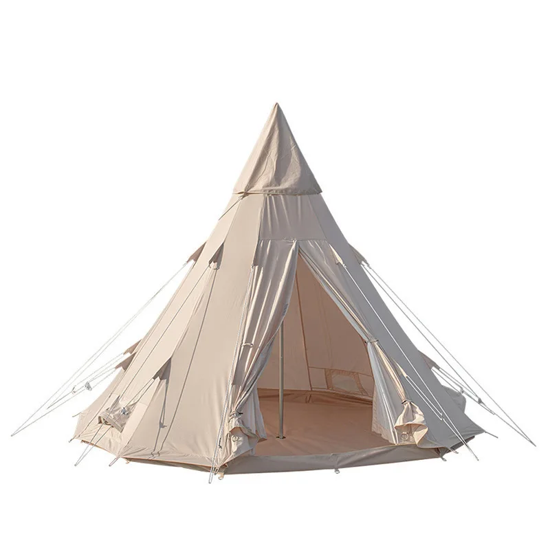 6-7 Person Teepee Tent, Family Camping Tents with Window and Mesh Vents,  Tower Post Bell Tipi Tent for Camping Hiking Vacation