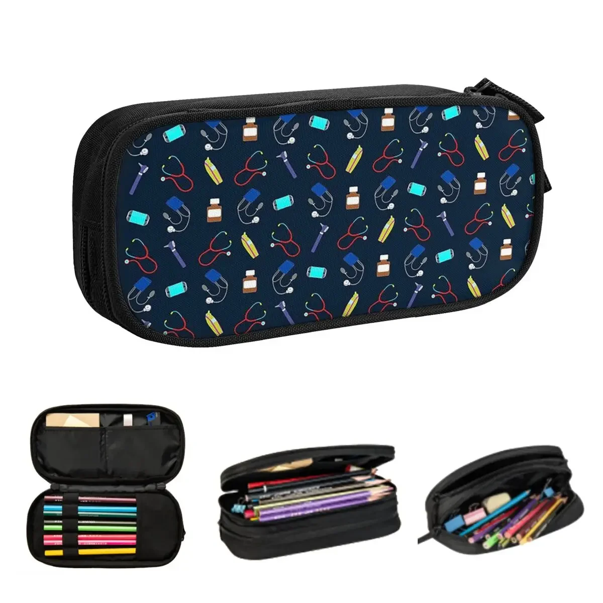 Medical Equipment Pattern Pencil Cases Big Capacity Pen Bags Pen Box Pencil Pouch For Boys Girls Students Stationery Office