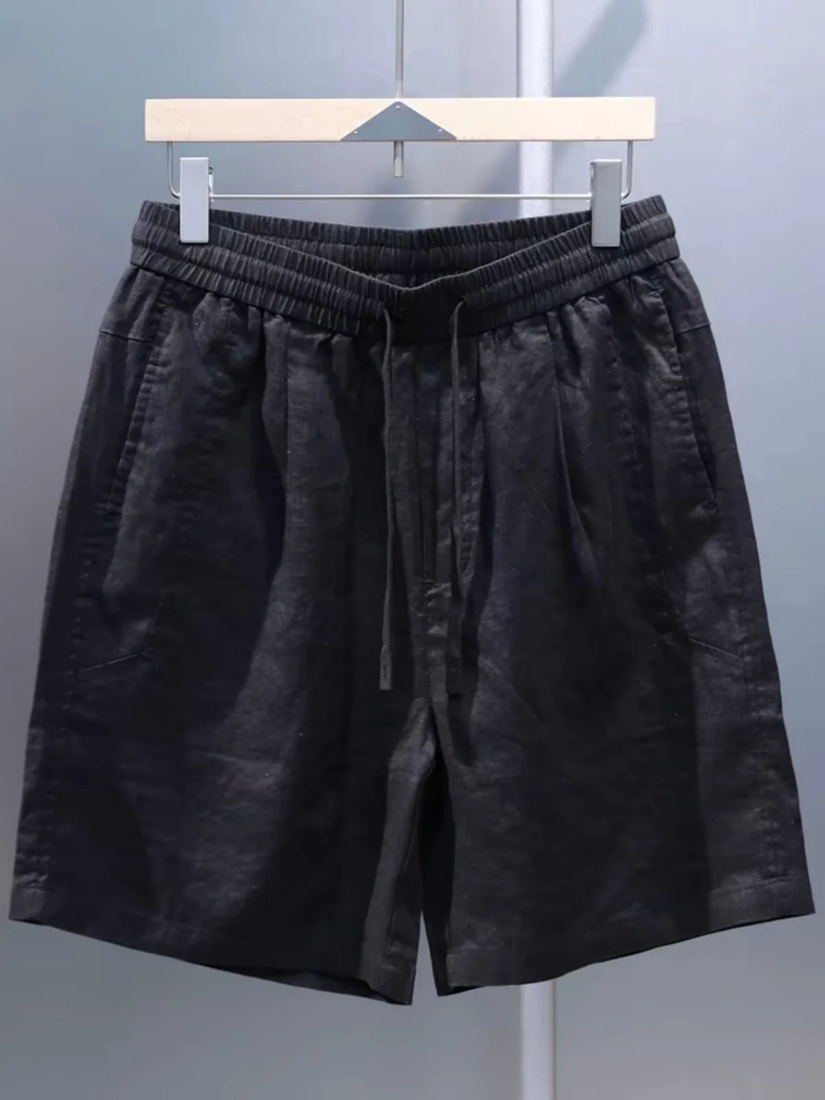 Summer Thin Cotton Linen Blend Drawstring Elastic Waist Shorts Men's Simple Versatile Skin-friendly Breathable Five-Quarter B...