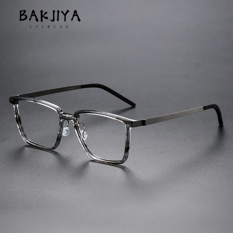 

Denmark Brand Acetate Titanium Glasses Frame Men Retro Square Screwless Eyewear Optical Prescription Women No screws Eyeglasses