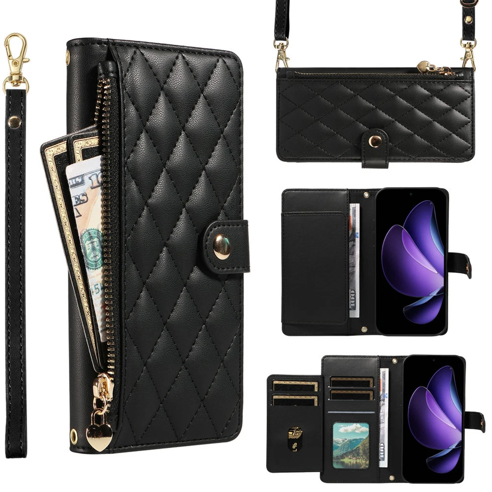 

Роскошный кожаный флип-чехол Find X8 Pro 5G с 5 картами на молнии для OPPO Find X8 Pro Wallet Funda Find X8 X 8 Cover