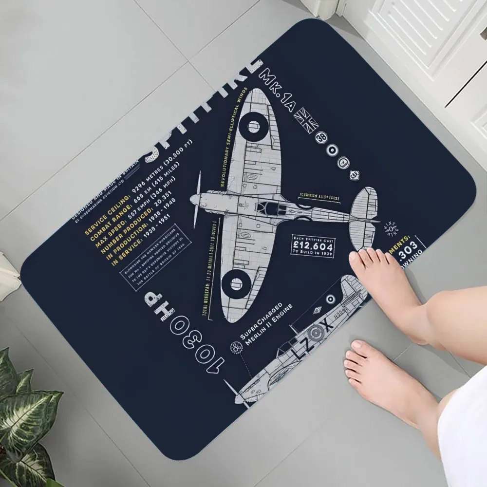 O-Pilot Captain Stripes Front Door Mat Anti-Slip Outd Floor Mat Graphic Printed Flannel Doormats for Bathroom Kitchen Entrance