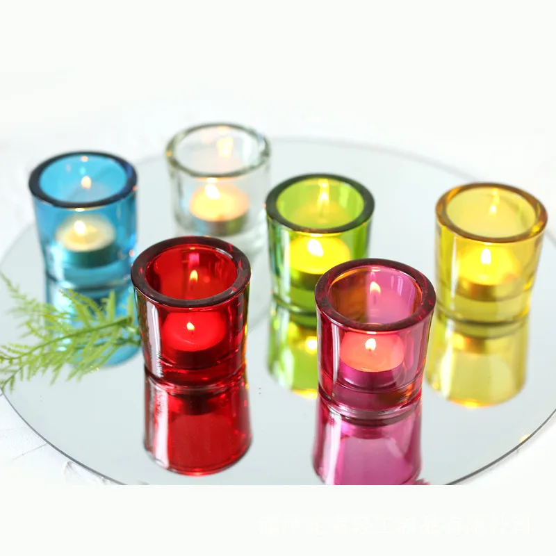 Colored Chunky Glass Votive Candle Holders Tealight Votive Cups for Wedding Proposal, Spa, Aromatherapy, Meditation Home Decor