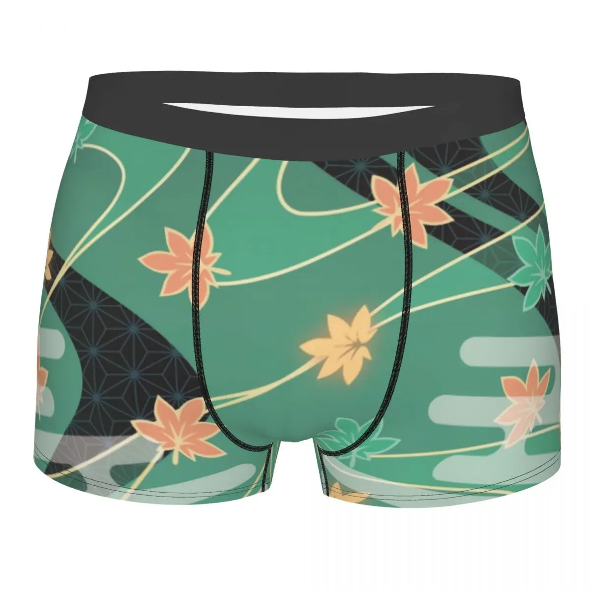 Custom Genshin Impact Underwear Men Stretch Kaedehara Kazuha Burst Pattern Boxer Briefs