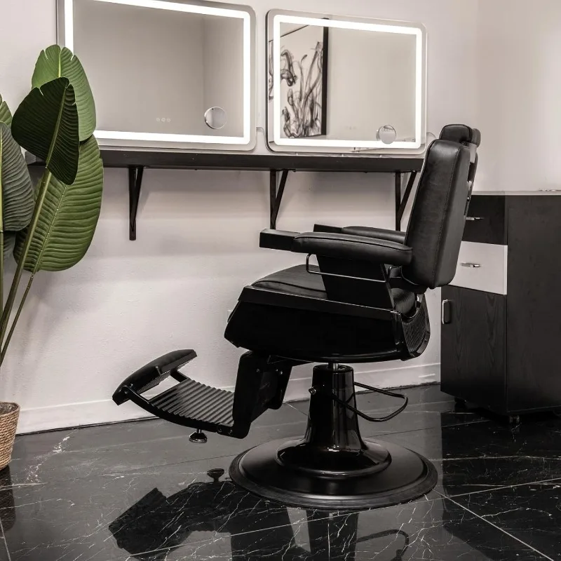 Sedia da parrucchiere con telaio nero