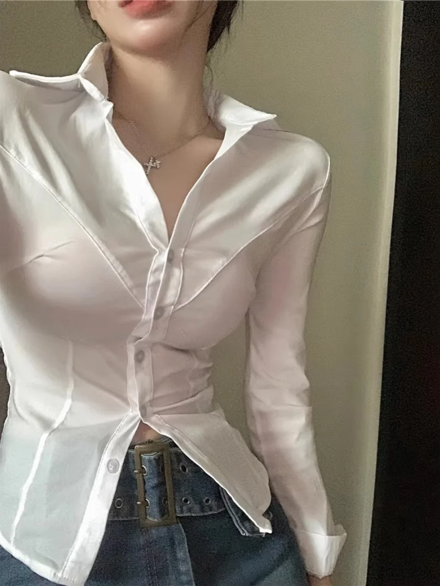 Csa Blanca Sexy Pure Desire Que Ajusta la Cintura para Mujer, Diseño Nuevo de Primavera y Otoño, Csa Sensual Ajustada d...