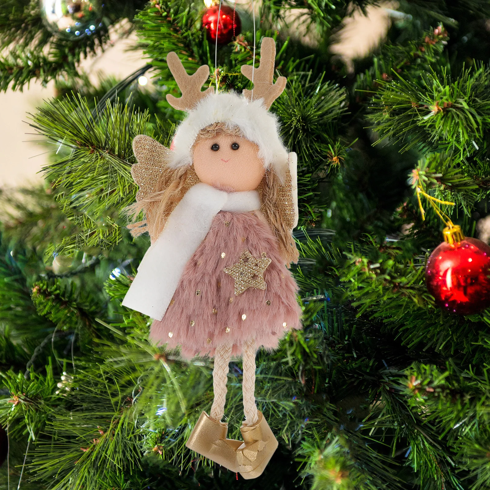 

Xmas Ornaments Christmas Decorations Angel Tree Topper Jesus Treetop Figurine Pink for