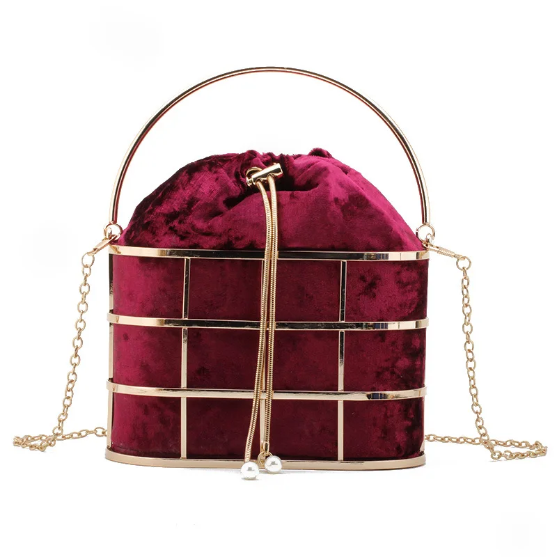 

Metal Hollow Handbag Hand Carry Evening Bag Banquet Dress Bucket Dinner Bag Female Bolso Diseñador De Lujo Bolso De Fiesta Mujer